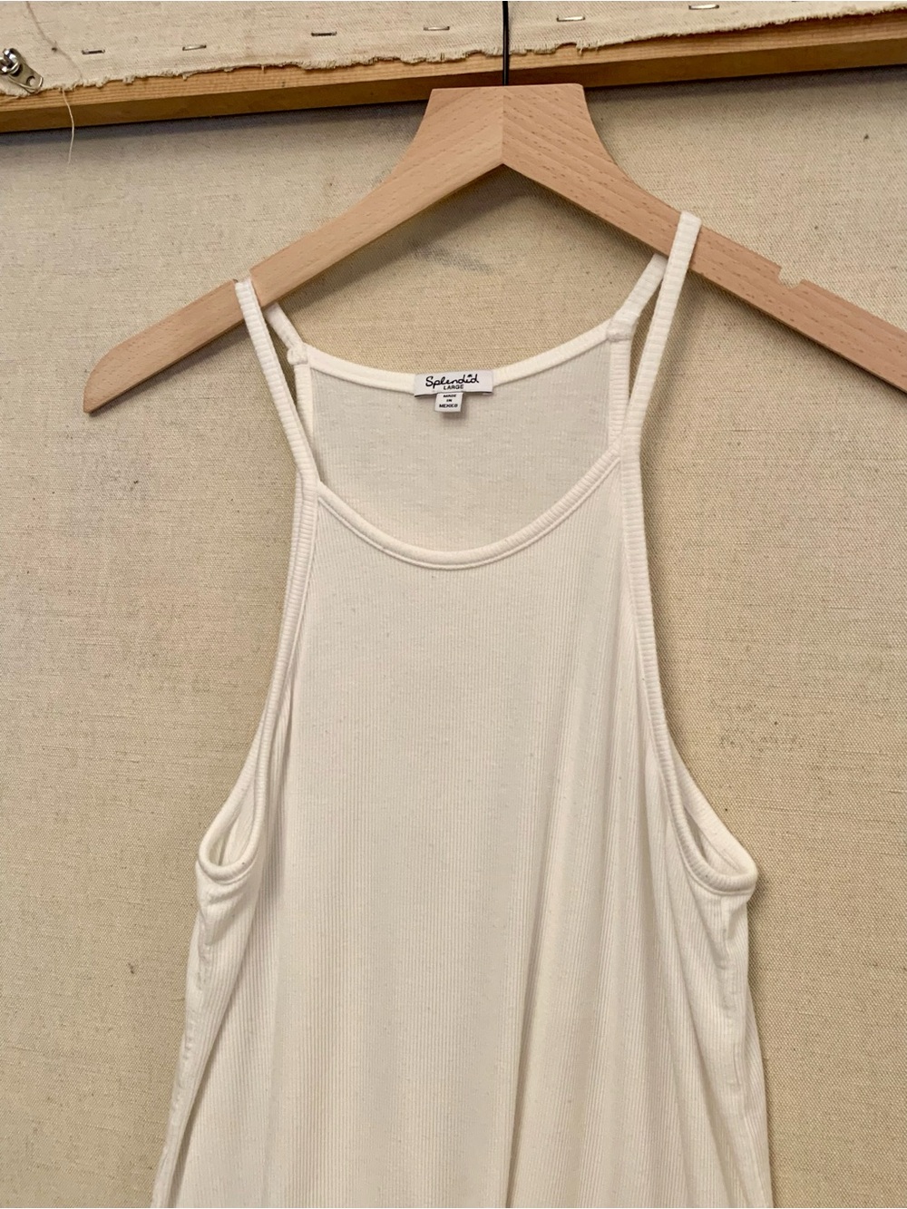 Splendid Women’s White Ribbed High-Neck Tank Top, Size Large